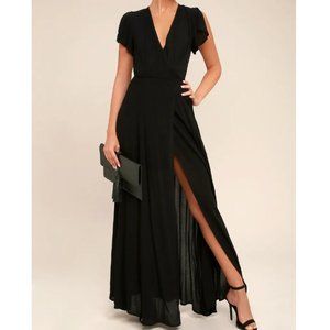 Lulu's Heart of Marigold Black Wrap Maxi Dress XL